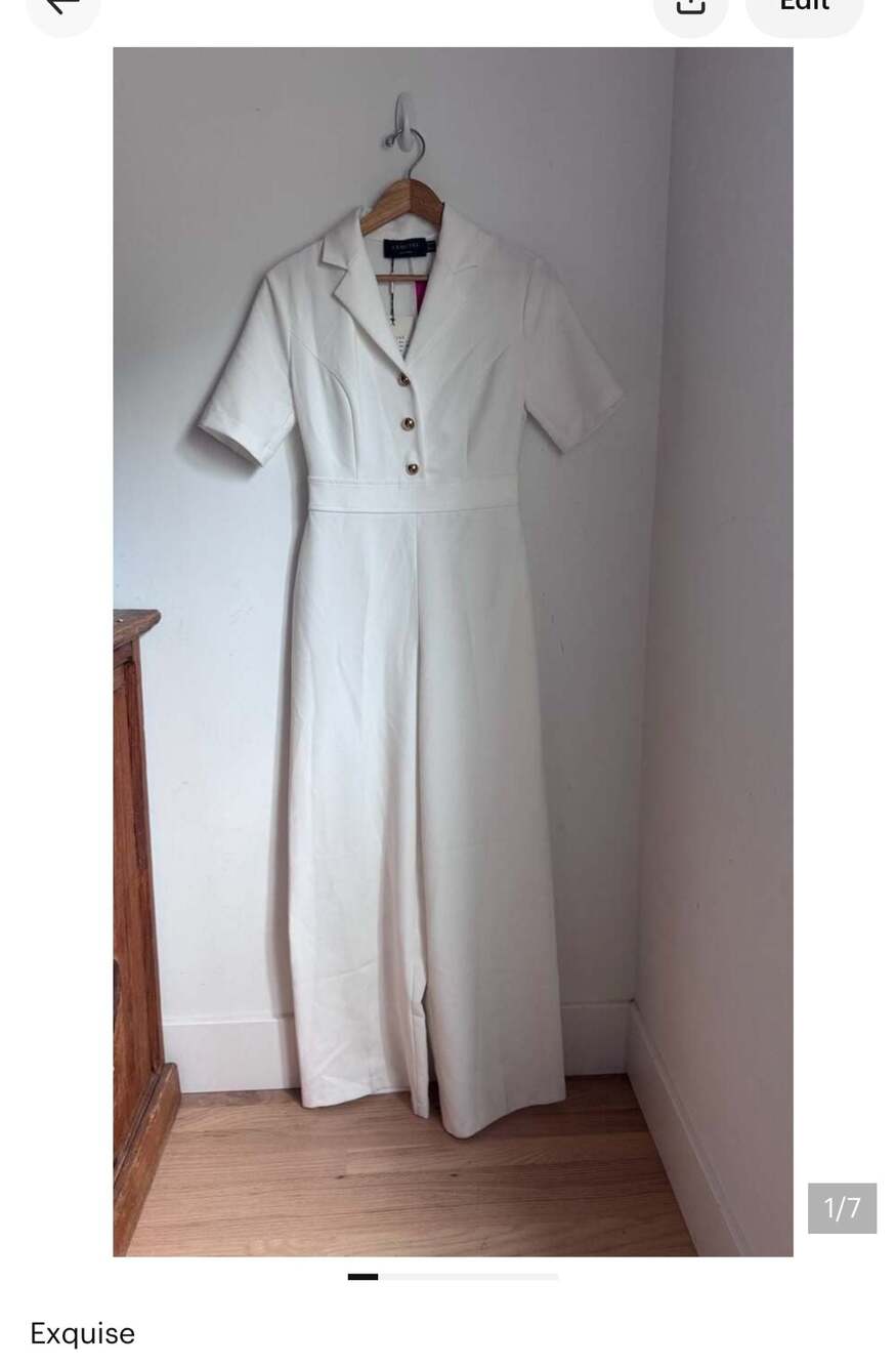 Exquise Ivory Short-Sleeve Jumpsuit